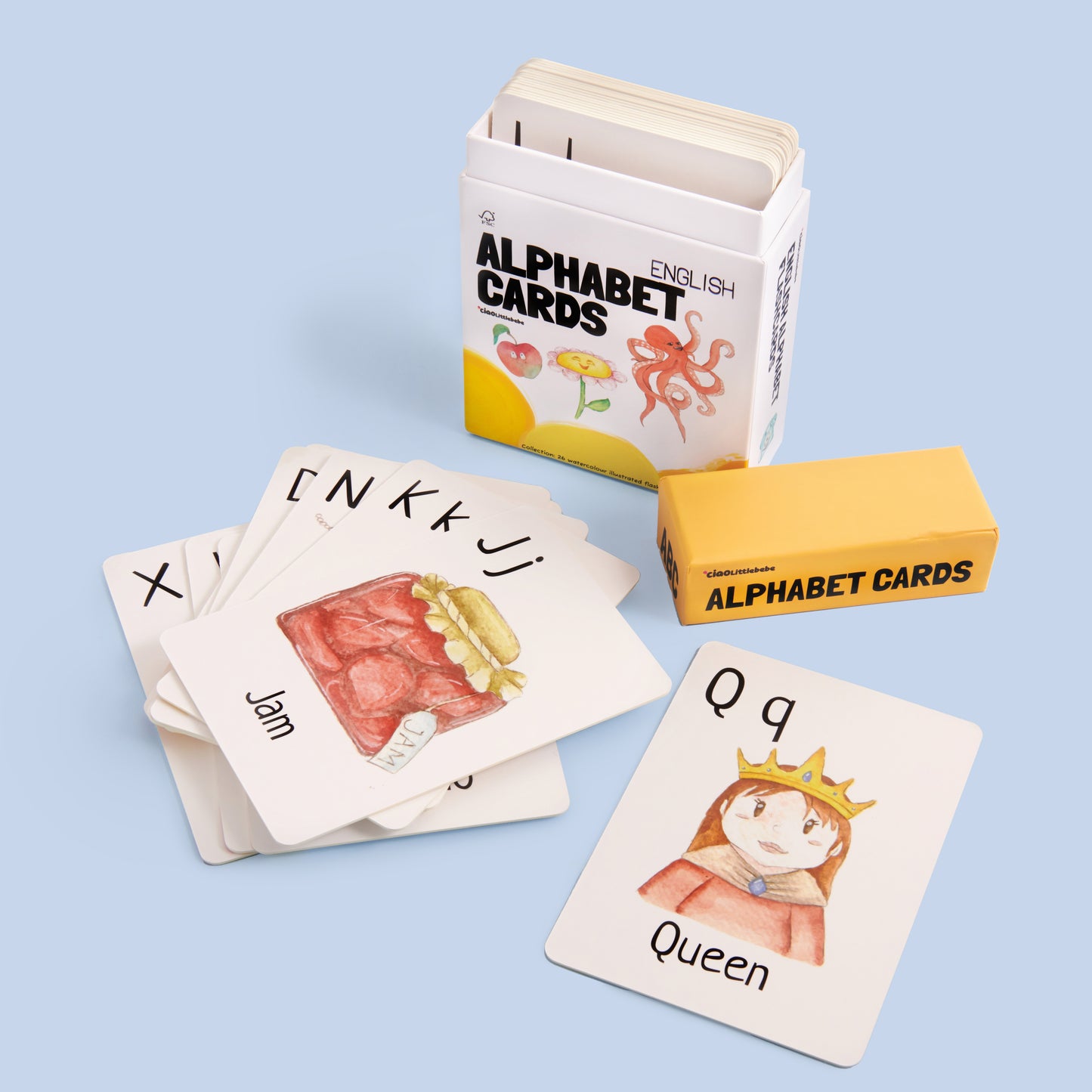 English alphabet flashcards for language development and phonics; Learning English alphabet cards for phonics and language