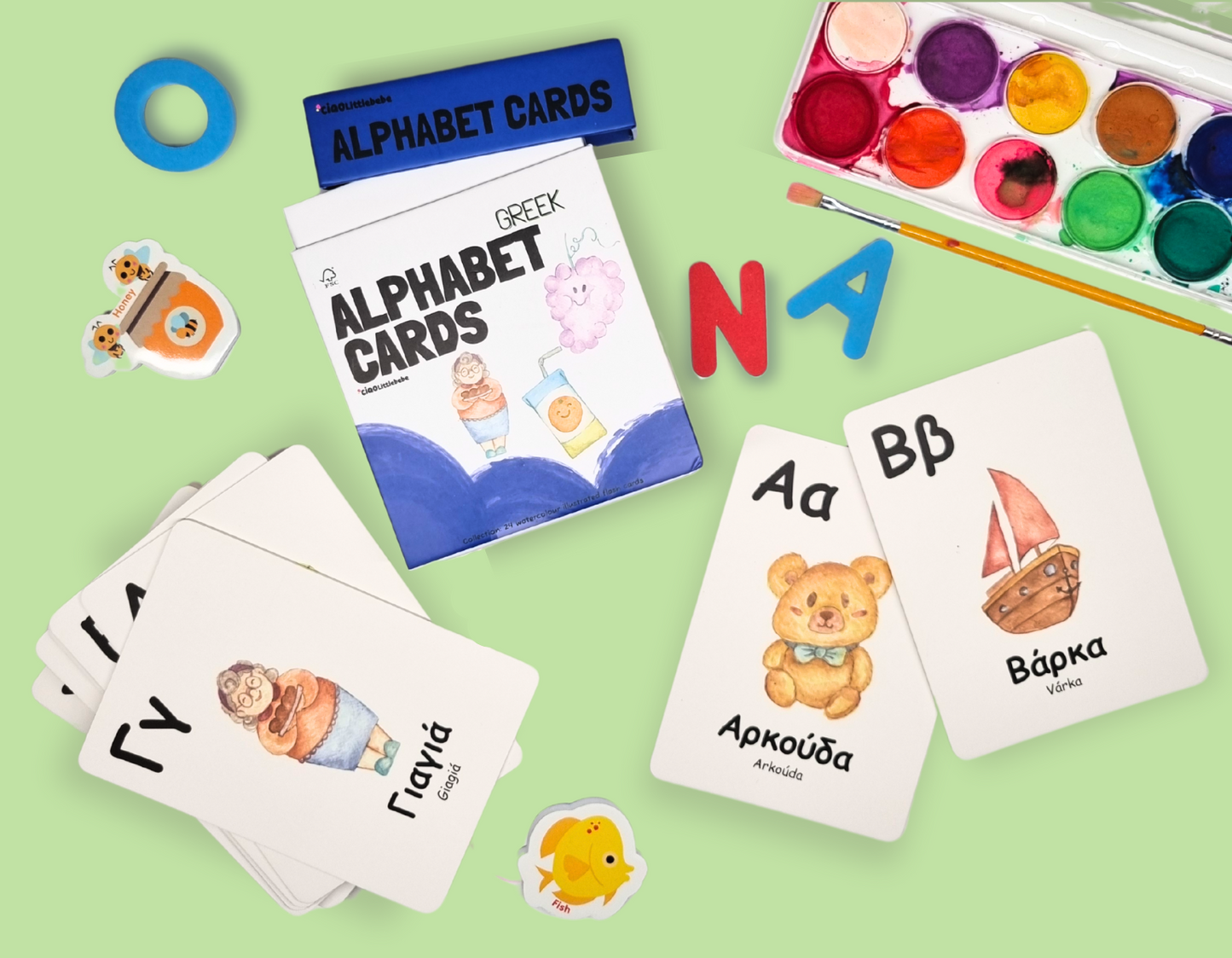 Greek alphabet flashcards for early learning